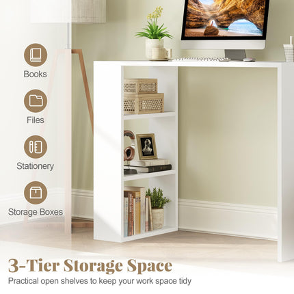 Dreamade 36 Inch Compact Home Office Desk with Storage Open Shelves and Anti Tipping Kit
