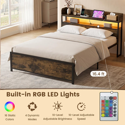 Dreamade Queen Size Bed Frame with Storage Headboard