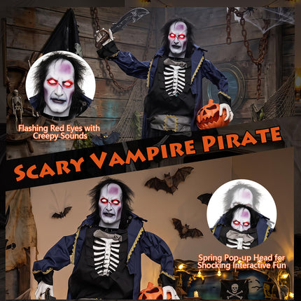 DREAMADE 6 FT Halloween Standing Pop-Up Headless Pirate Animatronic