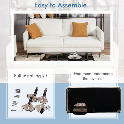 Dreamade Sofa Couch, for Bedroom, Reception Rooms, Chair & Loveseat(Grey & White)