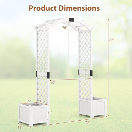 Dreamade Garden Arbor with Planter, Wooden Planter Arch with Trellis, Outdoor Arch for Climbing Plants