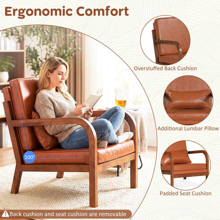 Dreamade Mid-Century Modern Accent Chair with Lumbar Pillow