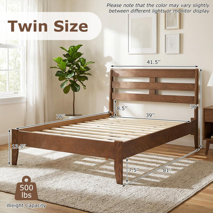 Dreamade Twin Size Bed Frame with Slat Headboard