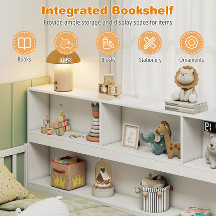 Dreamade Wooden Montessori Bed Frame with Bookcase