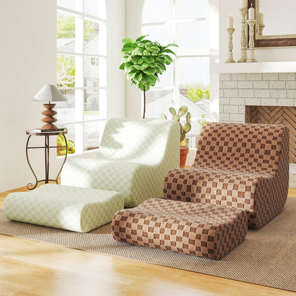 Dreamade Bean Bag Chair with Ottoman Comfy Lazy Sofa Chair with One-Piece Foam Filling