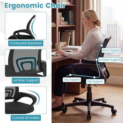 Dreamade Ergonomic Mesh Office Chair | Mid-Back Computer Chair with Breathable Backrest
