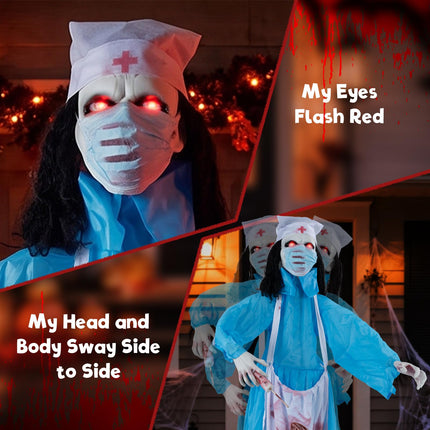DREAMADE 6.1FT Animated Zombie Nurse