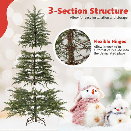 Dreamade 6.5FT / 7.5FT Pre-Lit Hinged Sparse Xmas Fir Tree with Multicolored LED Lights