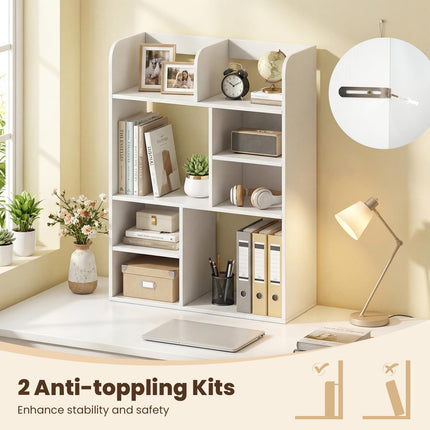 Dreamade 3-Tier Desktop Bookshelf | 23.5" Desk Hutch Dorm with 8 Open Storage Cubes