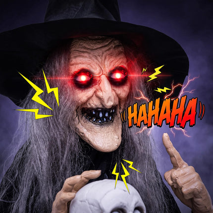 DREAMADE 6.3 FT Animatronic Halloween Life-Size Talking Witch Decor