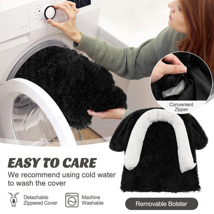 Dreamade Calming Dog Bed - Fluffy Plush Pet Bed for Couch, Removable Washable Cover