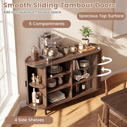 Dreamade 47'' Fluted Sideboard Buffet Cabinet with Tambour Sliding Doors