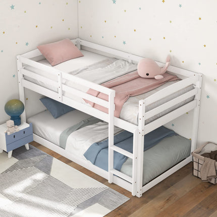Dreamade Solid Wood Twin Over Twin Bunk Bed Frame