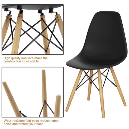 Dreamade Dining DSW Chairs with Linen Cushion, Modern Mid Century Shell Chairs w/ Wood Legs