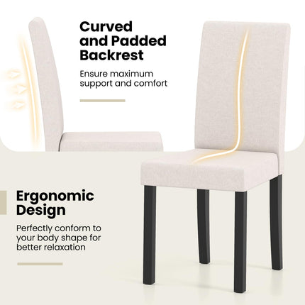 Dreamade Upholstered Dining Chair Set of 2/4 Mid Century Modern Fabric Kitchen Chairs with Thick Padded Seat