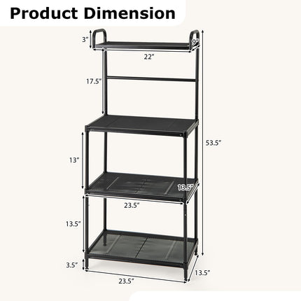 Dreamade Bakers Rack, 4-Tier Microwave Oven Stand, Kitchen Storage Rack with Mesh Wire Metal Shelves