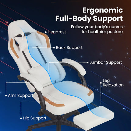 Dreamade Gaming Chair | Ergonomic Video Game Chair w/Footrest, Lumbar Support