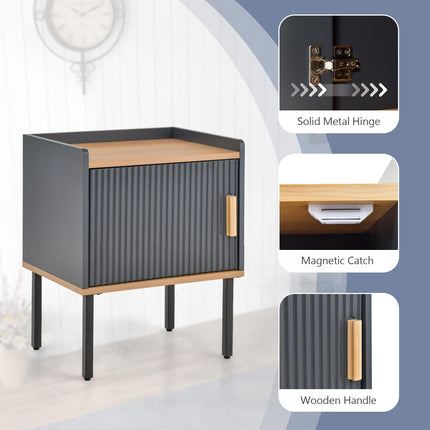 Dreamade Nightstand with Storage, Bedside Table with Single Door Cabinet, Small Space, Gray
