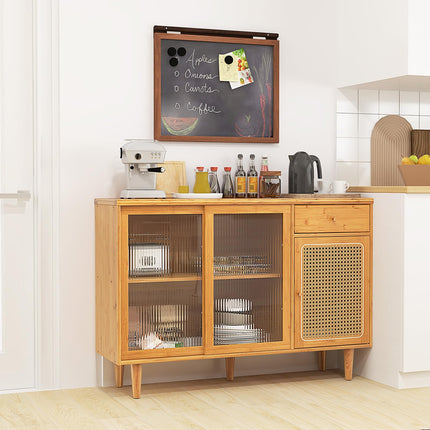 Dreamade Sideboard, Bamboo Buffet Cabinet with Storage