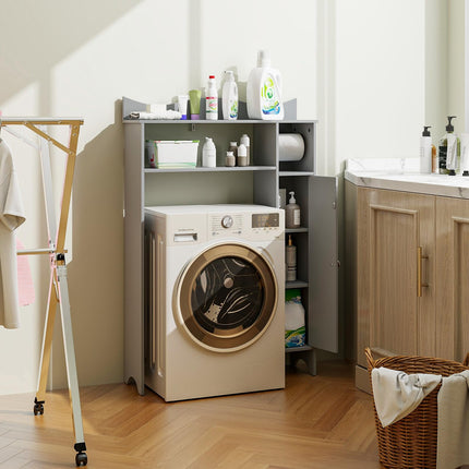 Dreamade Over-The-Toilet Storage Cabinet, Bathroom Freestanding Space Saver with 1-Door Side Storage Cabinet & Paper Holder