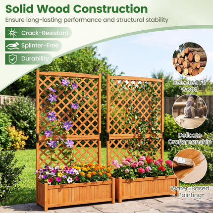 Dreamade 71" Wooden Raised Garden Bed with Trellis (1/2)