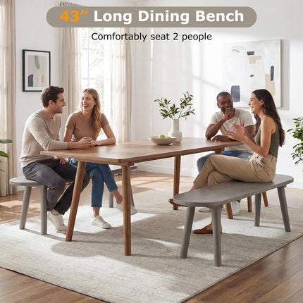 Dreamade 43 Inch Solid Wood Farmhouse Dining Bench Rustic Wooden Entryway Bench with Rubber Wood Legs