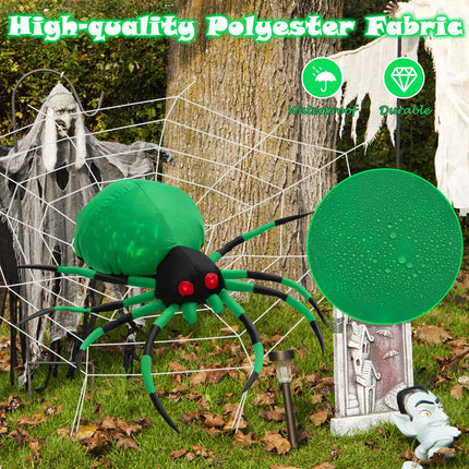 DREAMADE Giant Lighted Halloween Inflatable Spider with Detachable Cobweb