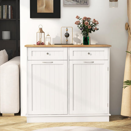Dreamade Kitchen Trash Cabinet, Kitchen Island with Tilt Out Garbage Bin
