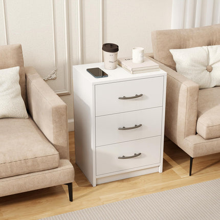 Dreamade Nightstand with 3 Drawers, Modern Night Stand with Storage Drawers, White