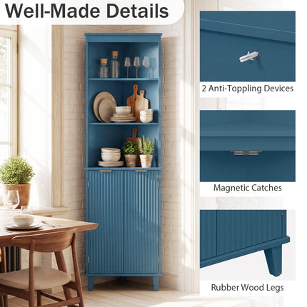 Dreamade 68" Tall Corner Modern Bathroom Floor Storage Cabinet,