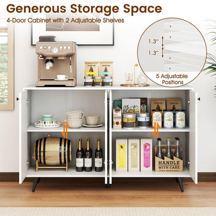 Dreamade Buffet Sideboard 4-Door Storage Cabinet with 5-Position Adjustable Shelves