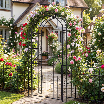Dreamade 84'' Garden Arbor with Gate for Backyard Lawn