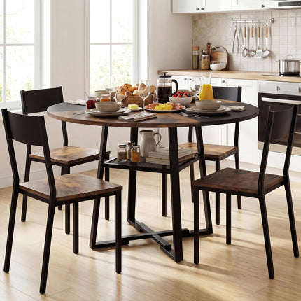 Dreamade Round Dining Table for 4-6 | 47.5" Circle Kitchen Table with Storage Shelf