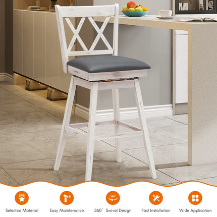 Dreamade Bar Stool with Foot Rest Upholstered Cushion & Ergonomic Backrest