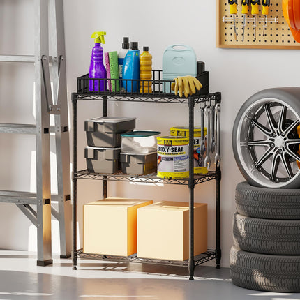 Dreamade Storage Shelves Adjustable Wire Shelf Rack w/4 Removable Hooks