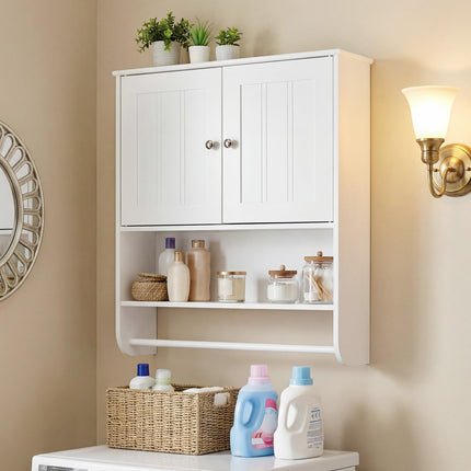 Dreamade Bathroom Wall Cabinet with Towel Bar & Adjustable Shelf