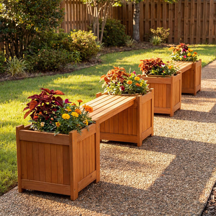 Dreamade Outdoor Bench with Raised Garden Beds (42"x11"x11.5")