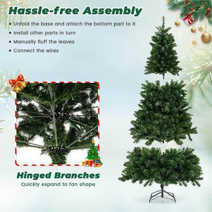 Dreamade Pre-Lit Artificial Christmas Tree, Hinged Xmas Tree with 821 Branch Tips