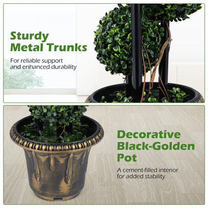 Dreamade 2.5 FT Artificial Boxwood Topiary Tree Evergreen Faux Potted Plants (1/2 Pack)