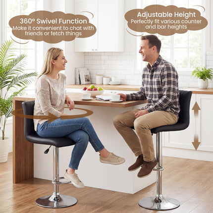 Dreamade Modern Faux Leather Counter Height Barstools Set of 2/4 with Back and Footrest