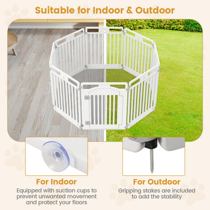 Dreamade 8/16 Panel Dog Playpen 32'' Tall Plastic Pet Fence with Lockable Door