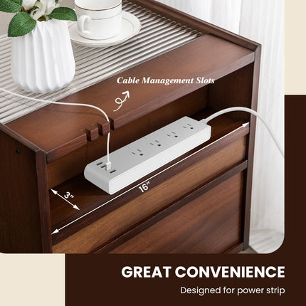 Dreamade Rattan Nightstand with Drawer