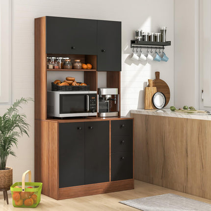 Dreamade Kitchen Pantry, Buffet Hutch with 3 Storage Cabinet, 71'' Floor Large Cupboard with 3 Deep Drawers