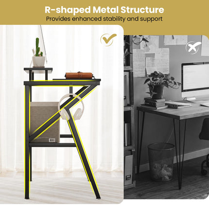 Dreamade Space Saving Computer Desk with Monitor Stand and Extra Storage Shelf for Work Study