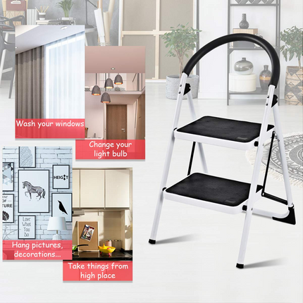 Dreamade2 Step Ladder Folding Step Stool Platform Home Kitchen Tool Multiuse Stepladder