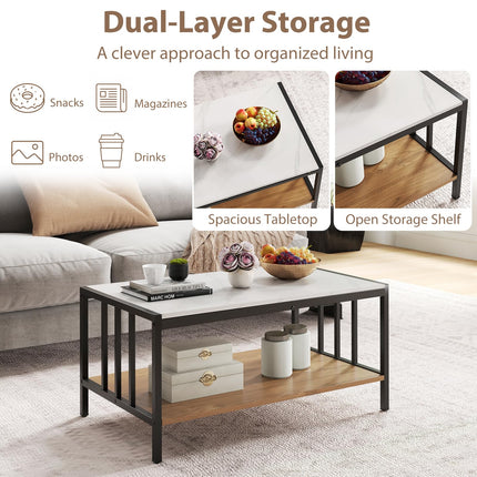 Dreamade 2 Tier Coffee Table with Storage for Living Room