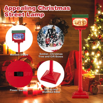 Dreamade 59 Inch Musical Christmas Street Lamp, Festive Lamp Post w/Sound-Activated Snow Globe Lantern