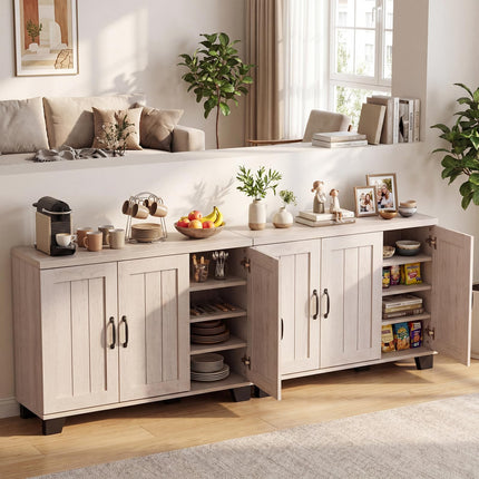 Dreamade Sideboard Buffet Cabinet | 45" Farmhouse Coffee Bar Cabinet with 3 Doors & Adjustable Shelves
