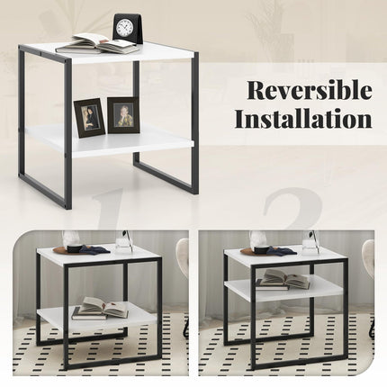 Dreamade 20 Inch End Table, Modern Square Side Table with Storage Shelf, Small Coffee Table for Living Room