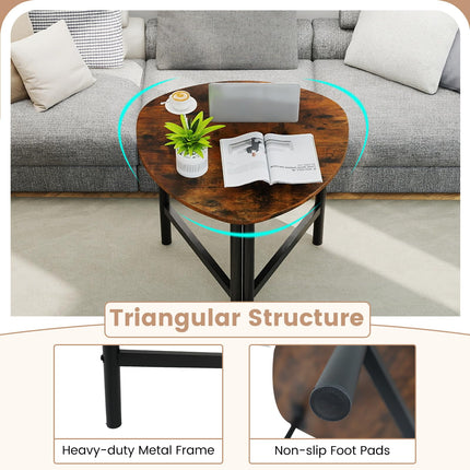 Dreamade Triangle End Table Wood Side Table with Metal Legs